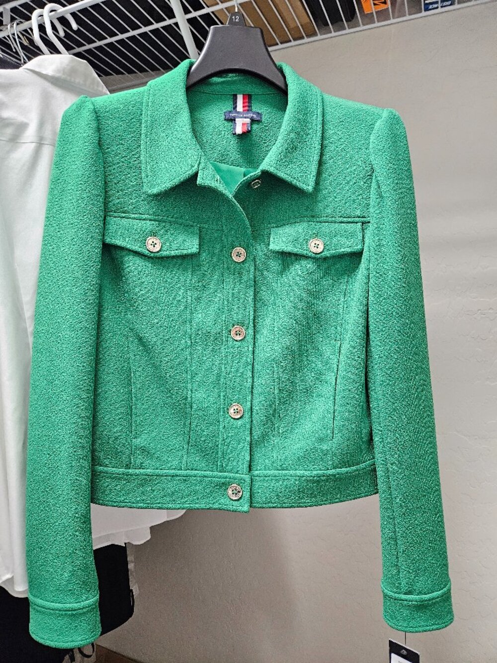 NWT Tommy Hilfiger Button-Front Cropped Jacket - Green - Size 12